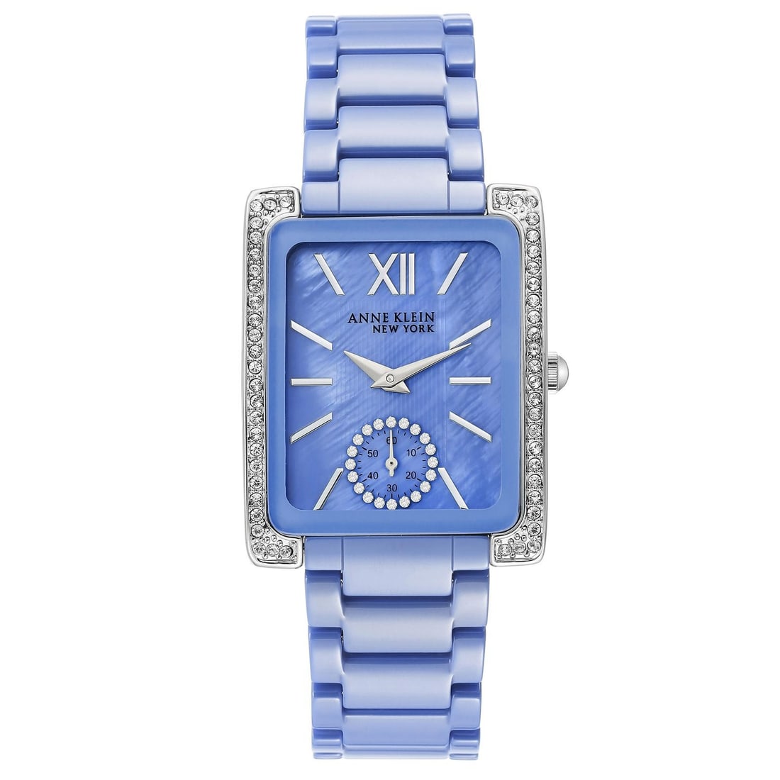 Anne Klein Blue Ceramic and Steel Bracelet Watch with Crystal Accents (1 of 4)