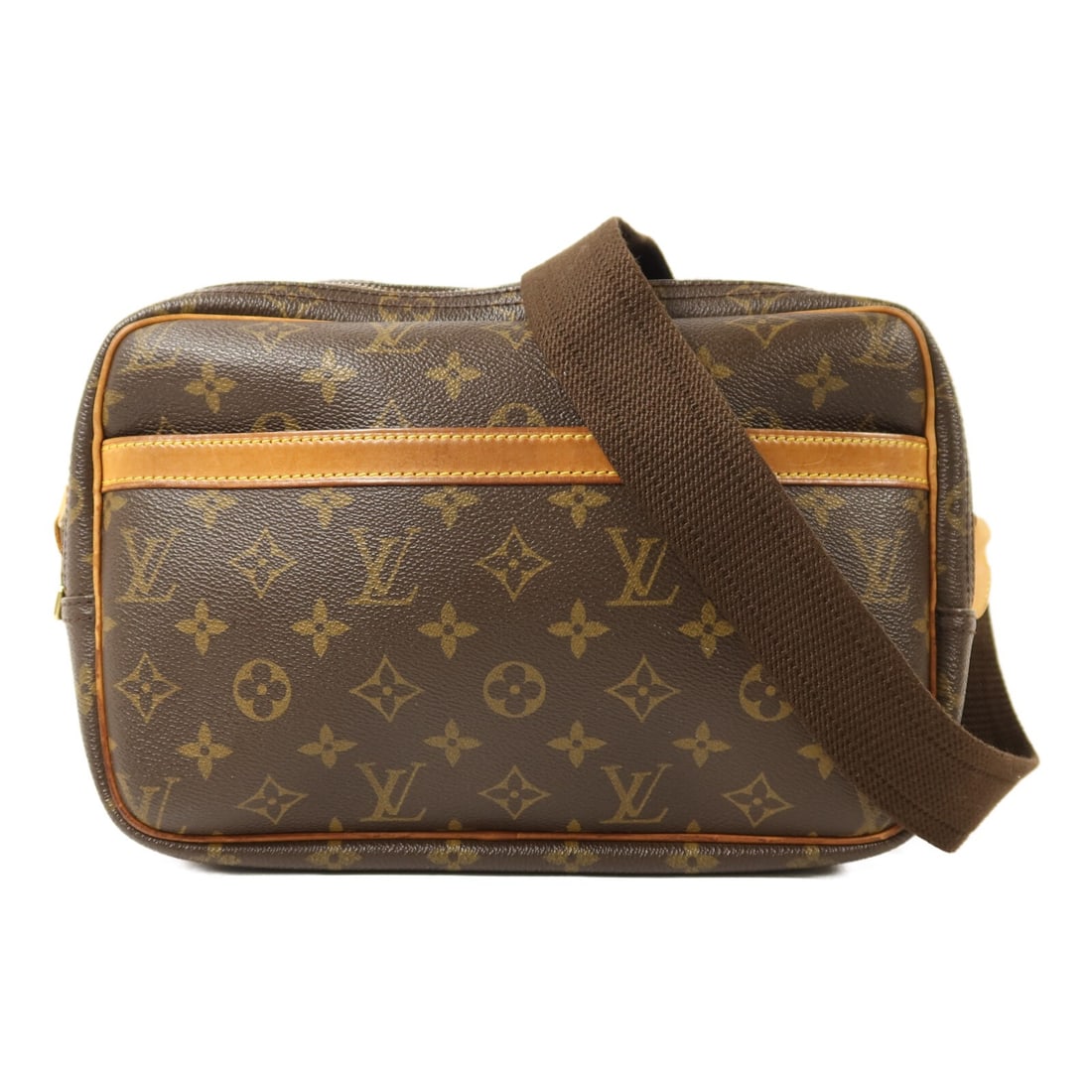 Louis Vuitton Reporter PM Shoulder Bag Monogram Brown PVC Canvas Gold Hardware: Louis Vuitton Reporter PM Shoulder Bag Monogram Brown PVC Canvas Gold Hardware This Louis Vuitton Reporter PM shoulder bag features a classic monogram brown design crafted from PVC coated canvas. Made