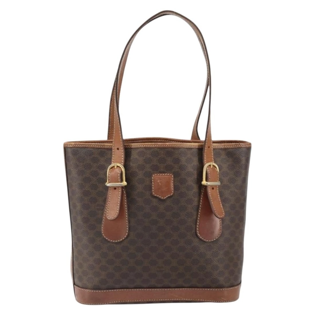 Vintage Celine Macadam Canvas Leather Tote Bag Brown 24cm (1 of 18)