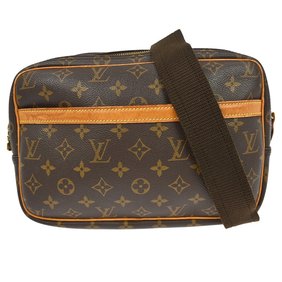 Louis Vuitton Reporter PM Monogram Canvas Brown Shoulder Bag M45254: Louis Vuitton Reporter PM Monogram Canvas Brown Shoulder Bag M45254 This Louis Vuitton Reporter PM shoulder bag features the classic Monogram canvas leather exterior with a brown adjustable crossbody 