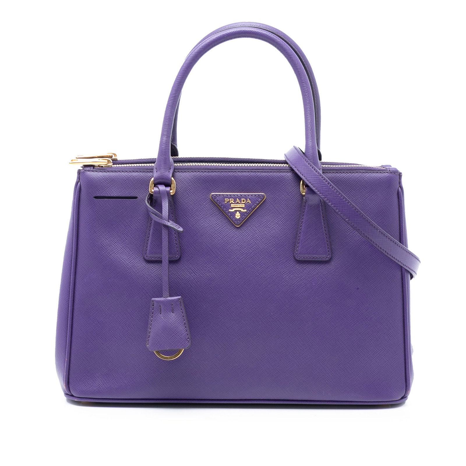 Prada Saffiano Lux Galleria Purple Small Leather Double Zip Satchel Bag (1 of 7)
