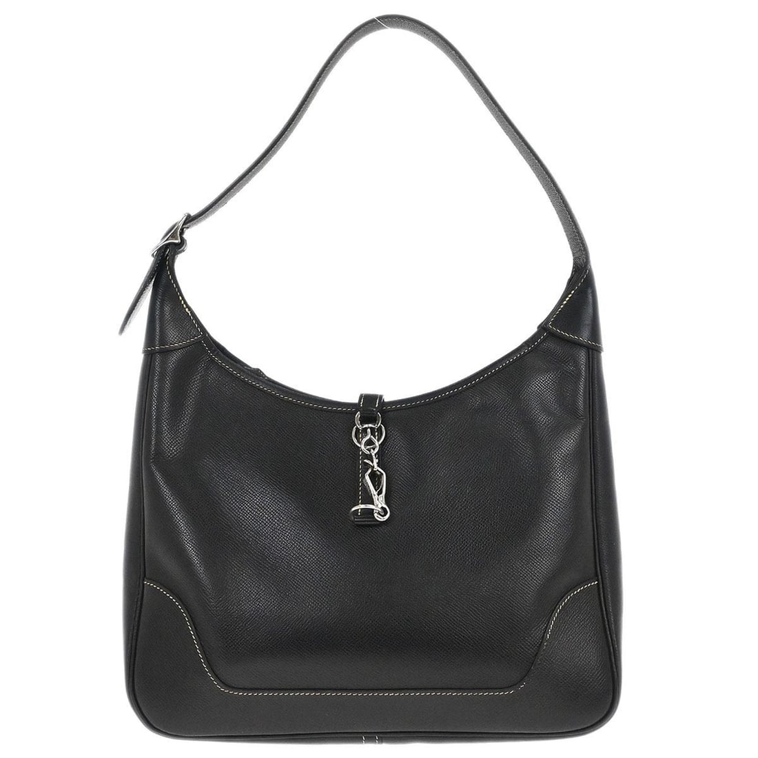 Hermes Trim 31 Medium Black Leather Shoulder Bag with Strap: Hermes Trim 31 Medium Black Leather Shoulder Bag with Strap This Hermes Trim 31 shoulder bag is crafted from black leather with a matching black leather lining and features a medium size profile. The