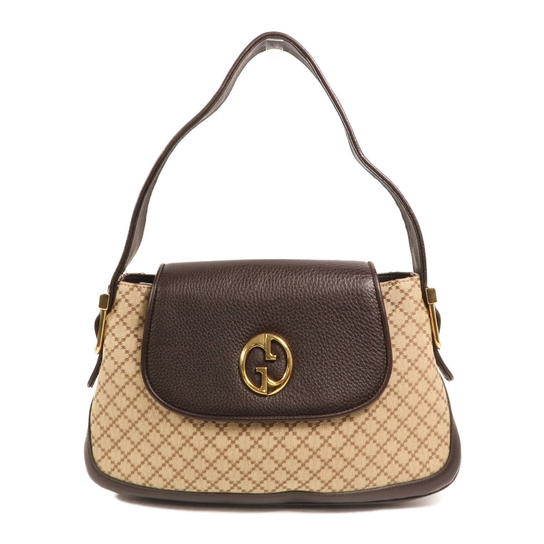 Gucci Diamante 1973 Brown Canvas Shoulder Bag with Gold Hardware (1 of 15)