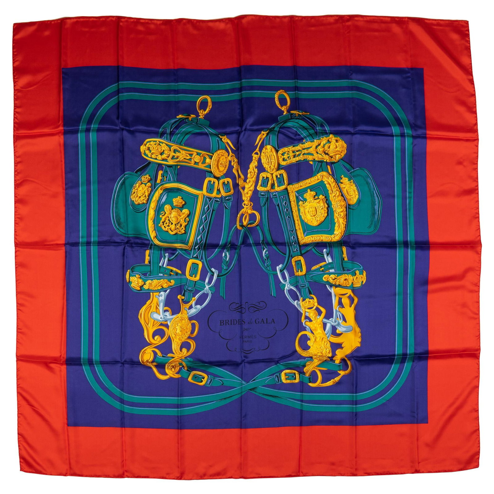 Hermes Brides de Gala Red Purple Silk Oversize Shawl 54" (1 of 5)