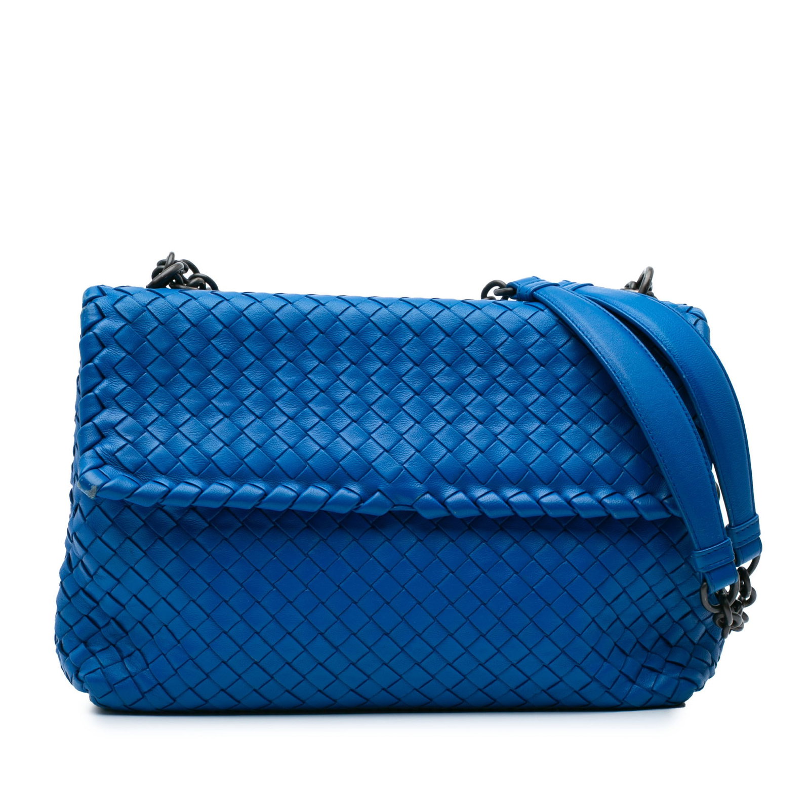 Bottega Veneta Medium Nappa Intrecciato Blue Shoulder Bag (1 of 9)