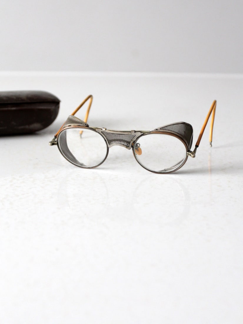 1940's Baush and Lomb Vintage Safety Glasses with Metal Case (1 of 9)