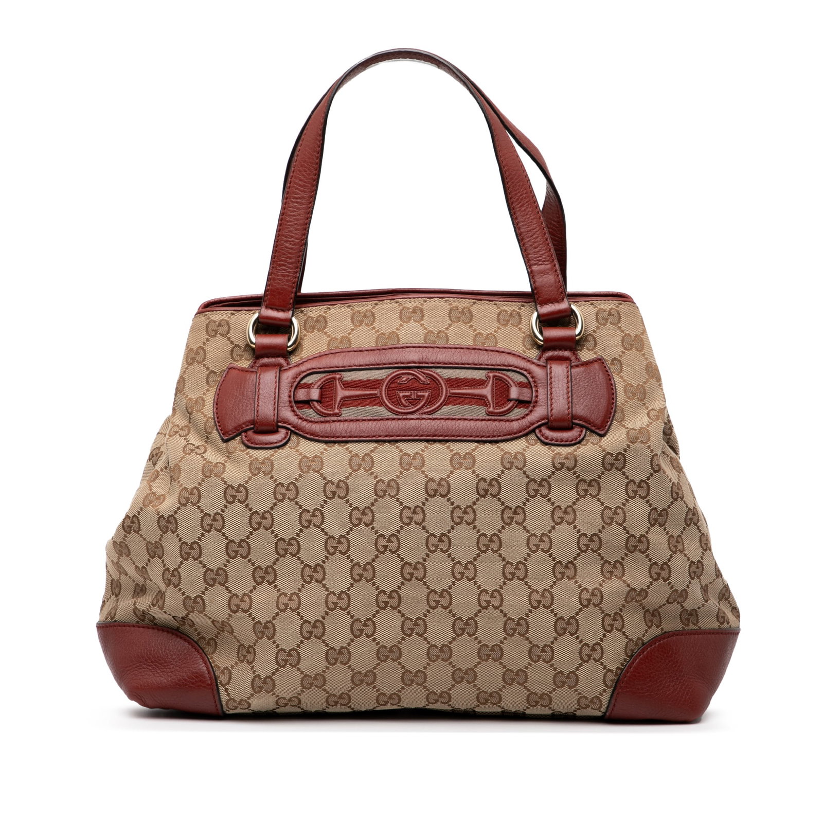 Gucci Medium GG Canvas Web Tote Bag with Leather Trim (1 of 7)
