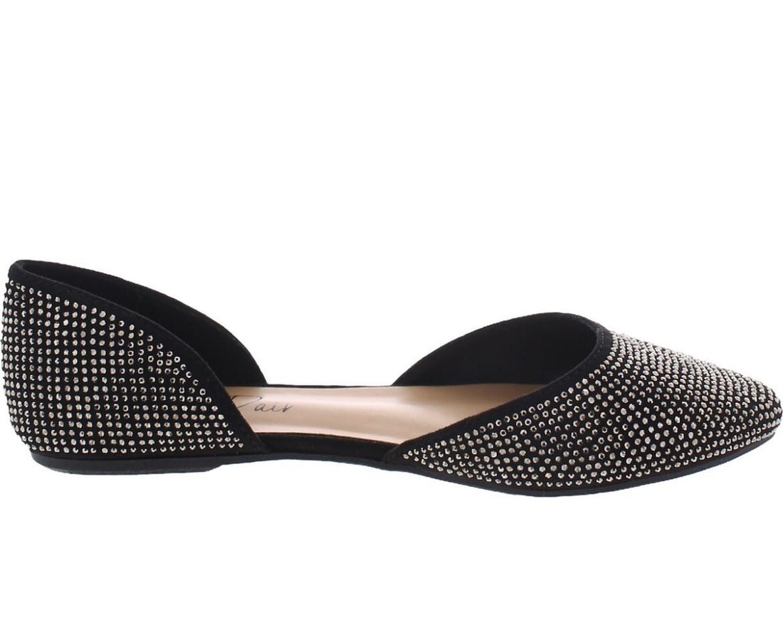 Wild Pair Mikaylaa Black Suede D'Orsay Flats with Rhinestones Size 7.5 (1 of 6)