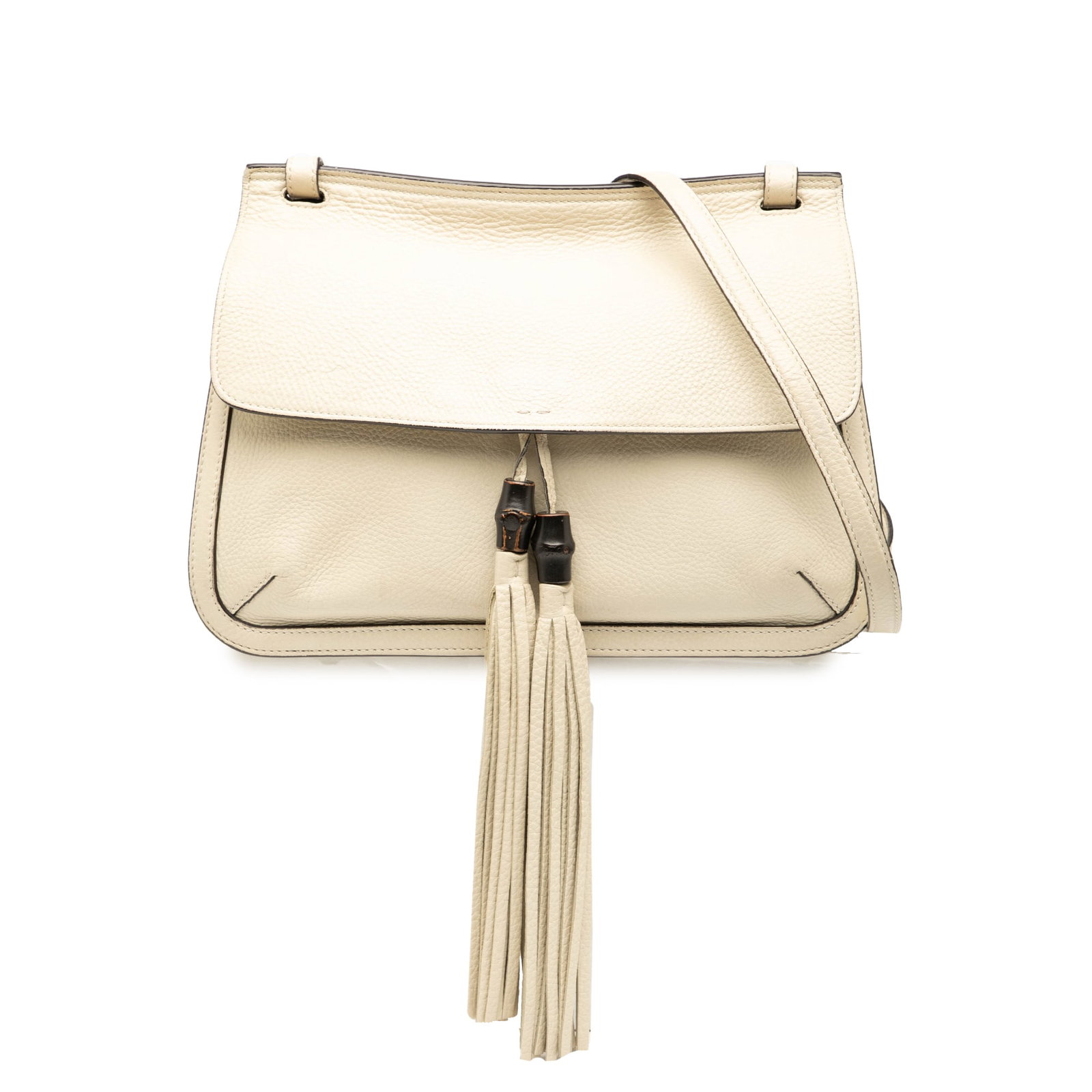 Gucci Medium Leather Bamboo Daily Crossbody Bag White (1 of 11)