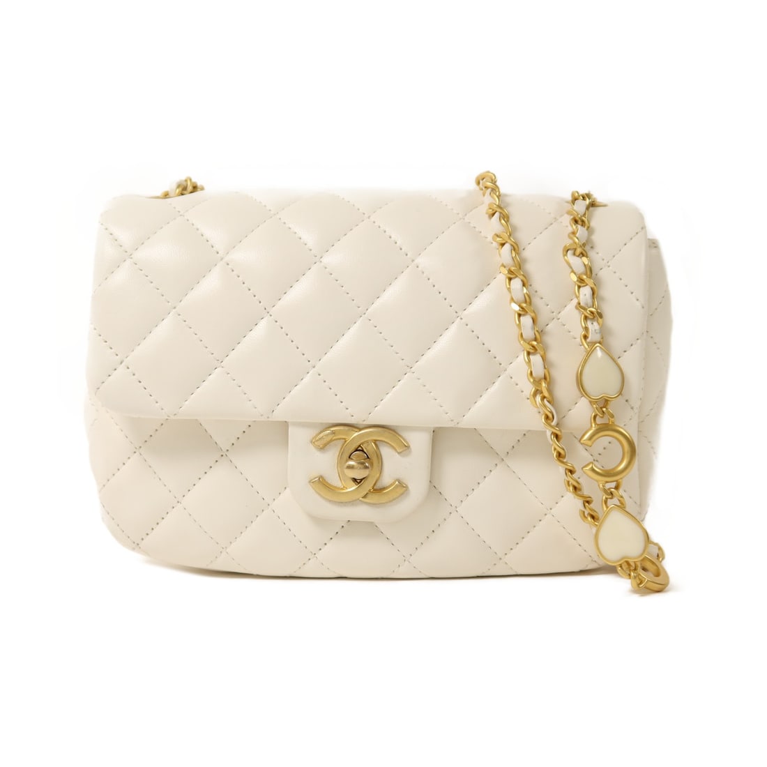 White Lambskin CHANEL AS3490 Shoulder Bag with CC Logo and Gold Hardware (1 of 17)