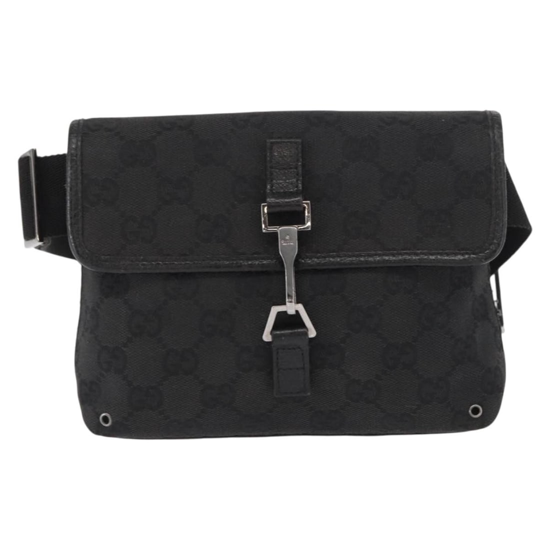 Vintage Gucci GG Canvas Jackie Black Waist Bag: Vintage Gucci GG Canvas Jackie Black Waist Bag This Gucci Vintage Jackie Waist Bag for women features the classic GG canvas in black. It has a compact and practical design with a shoulder strap, ideal