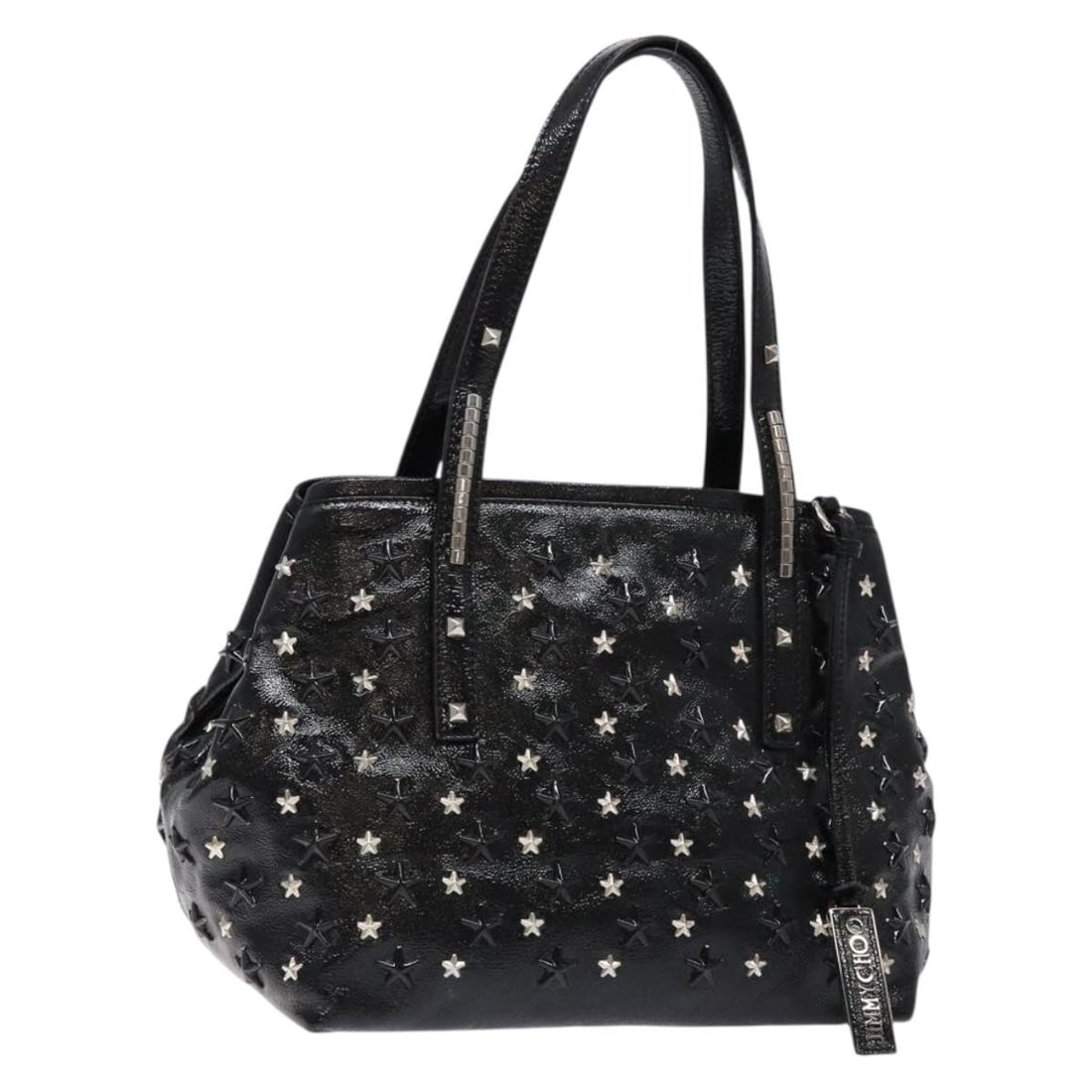 Jimmy Choo Black Silver Patent Leather Studs Tote Bag BA5147 (1 of 18)