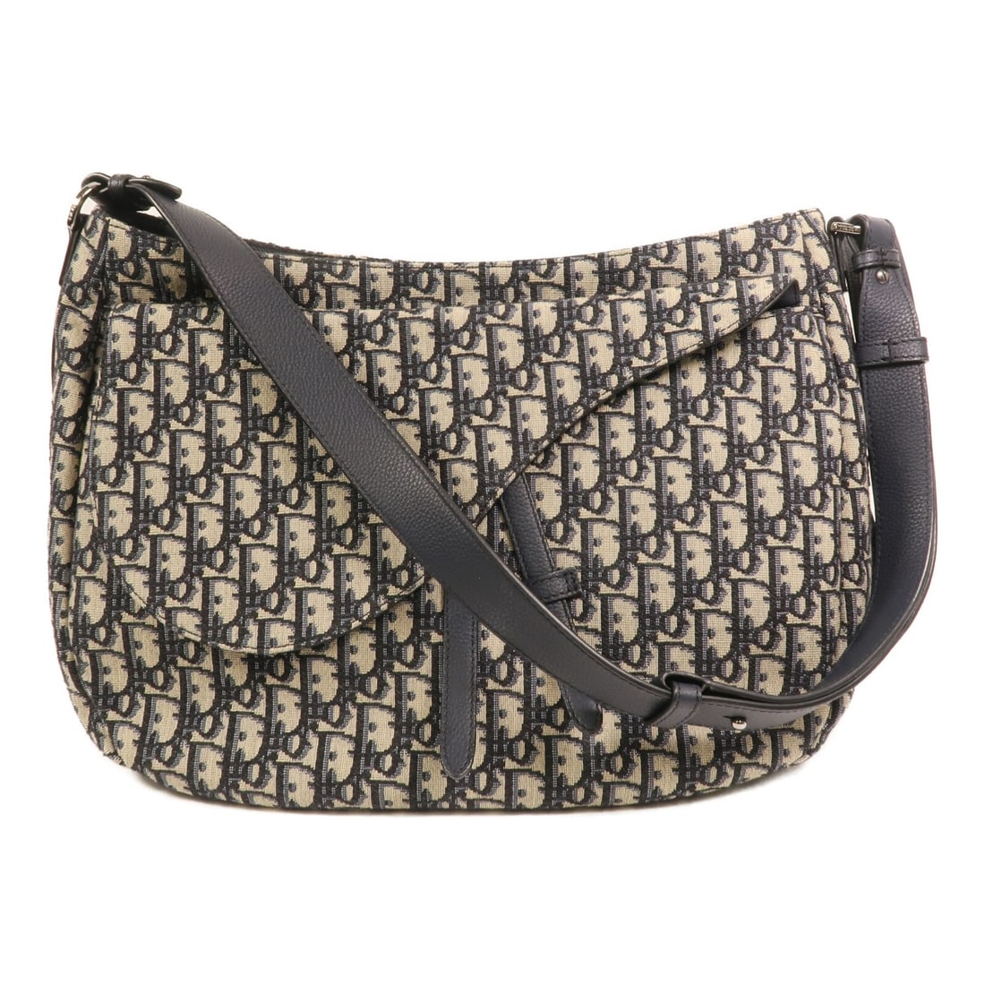 Dior Oblique Canvas Navy Shoulder Hobo Bag with Silver Tone Hardware (1 of 15)