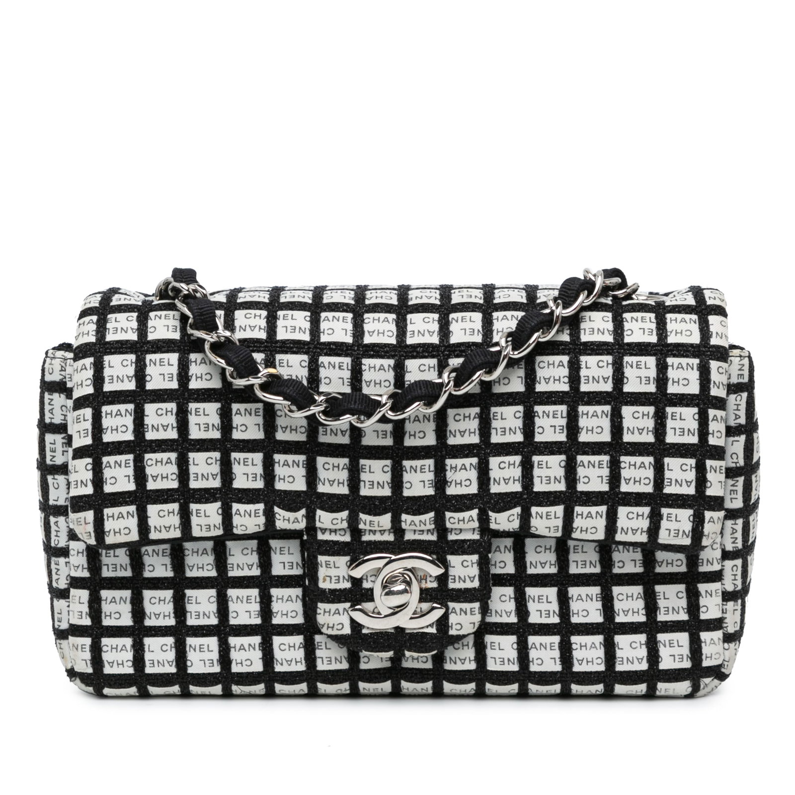 Chanel Mini Rectangular Classic Tweed Double Flap Crossbody Bag White (1 of 9)