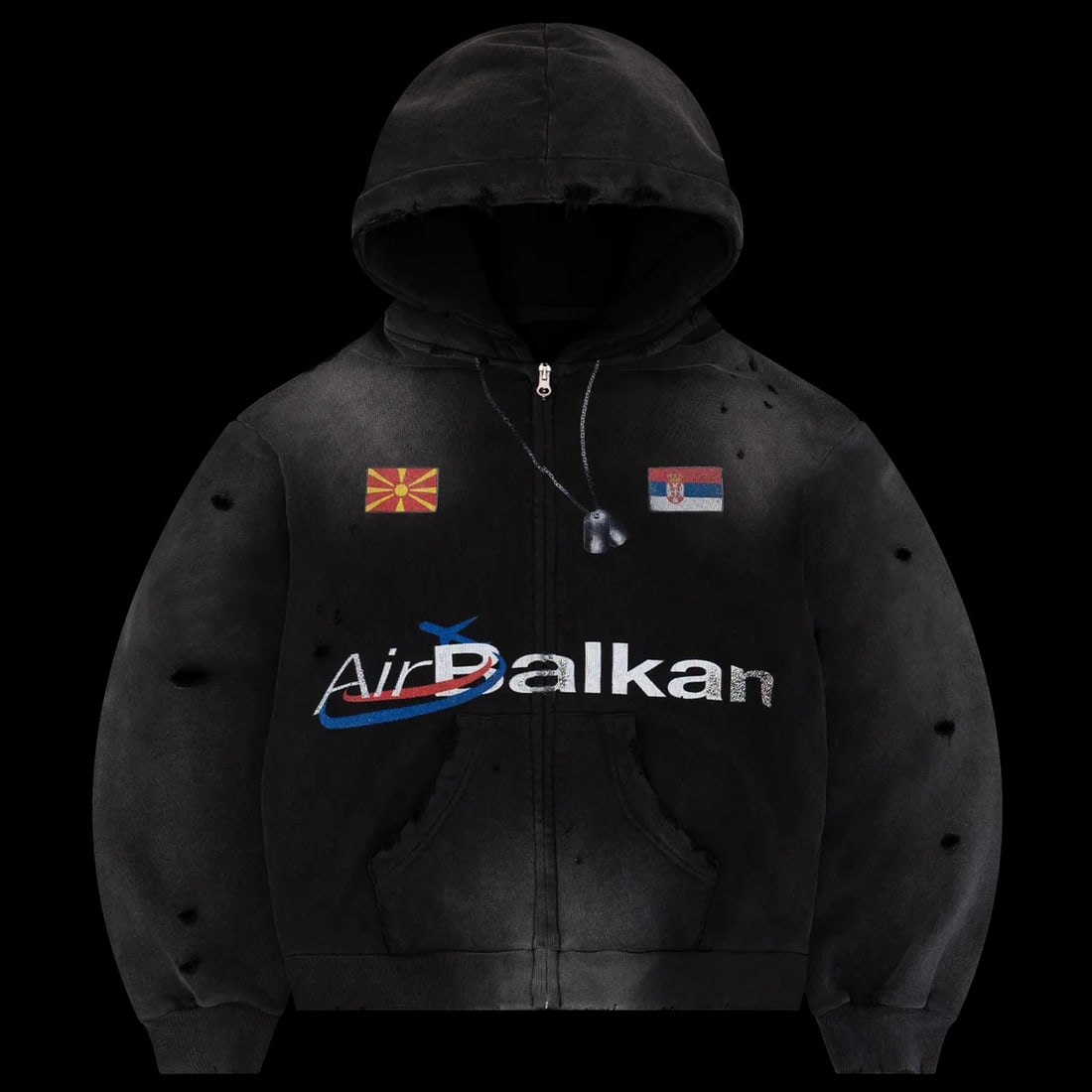 Balkan-Inspired Black Full-Zip Hoodie by Bravest Studios XL (1 of 2)