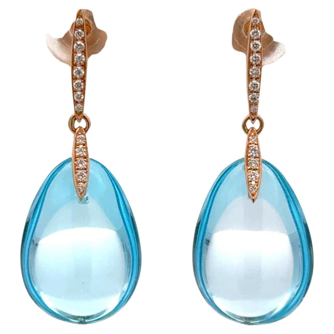 Harbor Diamonds Sky Blue Topaz Diamond Drop Earrings 29.85 CTTW 18K Rose Gold (1 of 4)