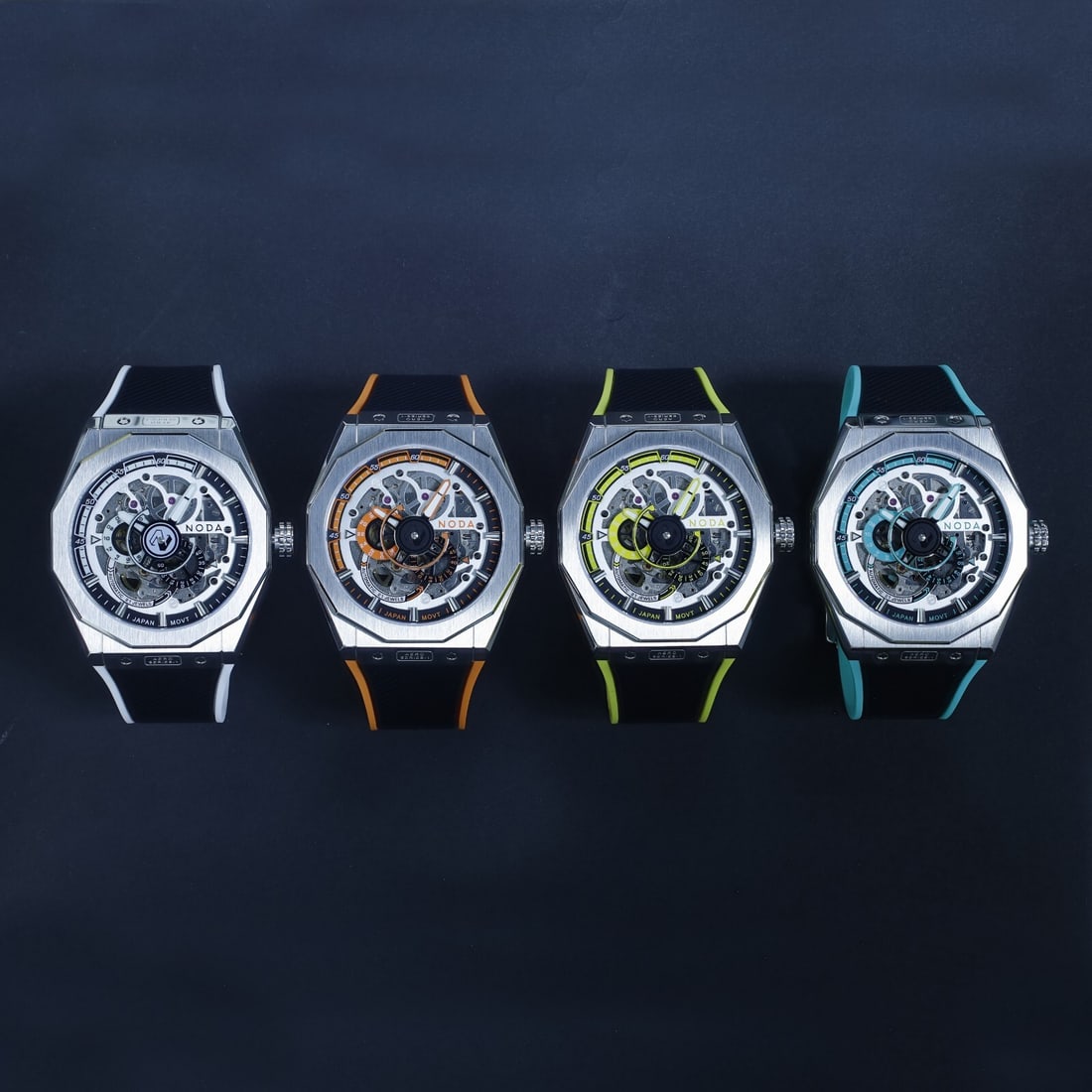 Aero Series-1 43MM Stainless Steel Automatic Skeleton Watch with Multi-Colored Band (1 of 18)