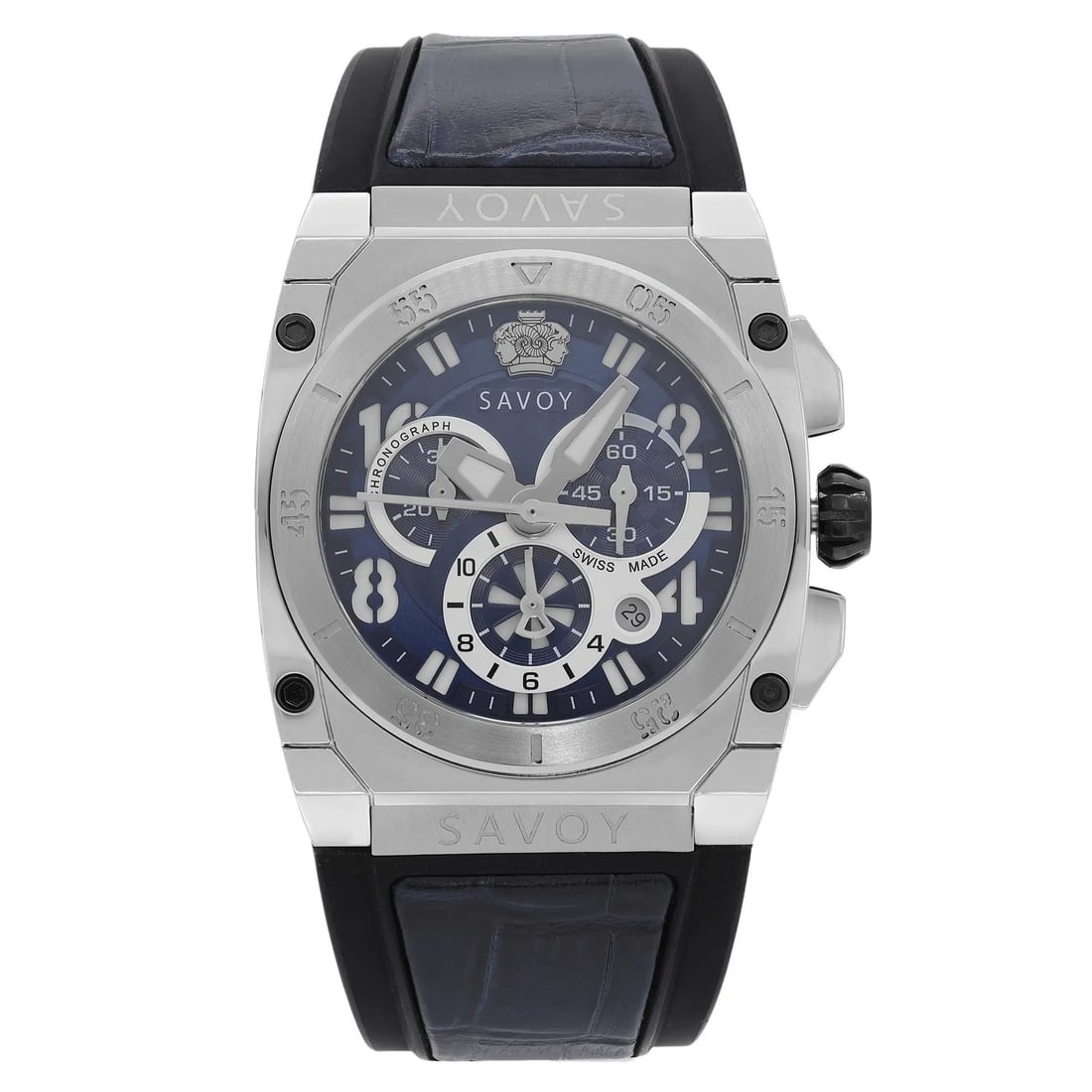 Savoy Midway 41mm Steel Chronograph Blue Dial Quartz Watch B1201C.03A.RB27 (1 of 6)