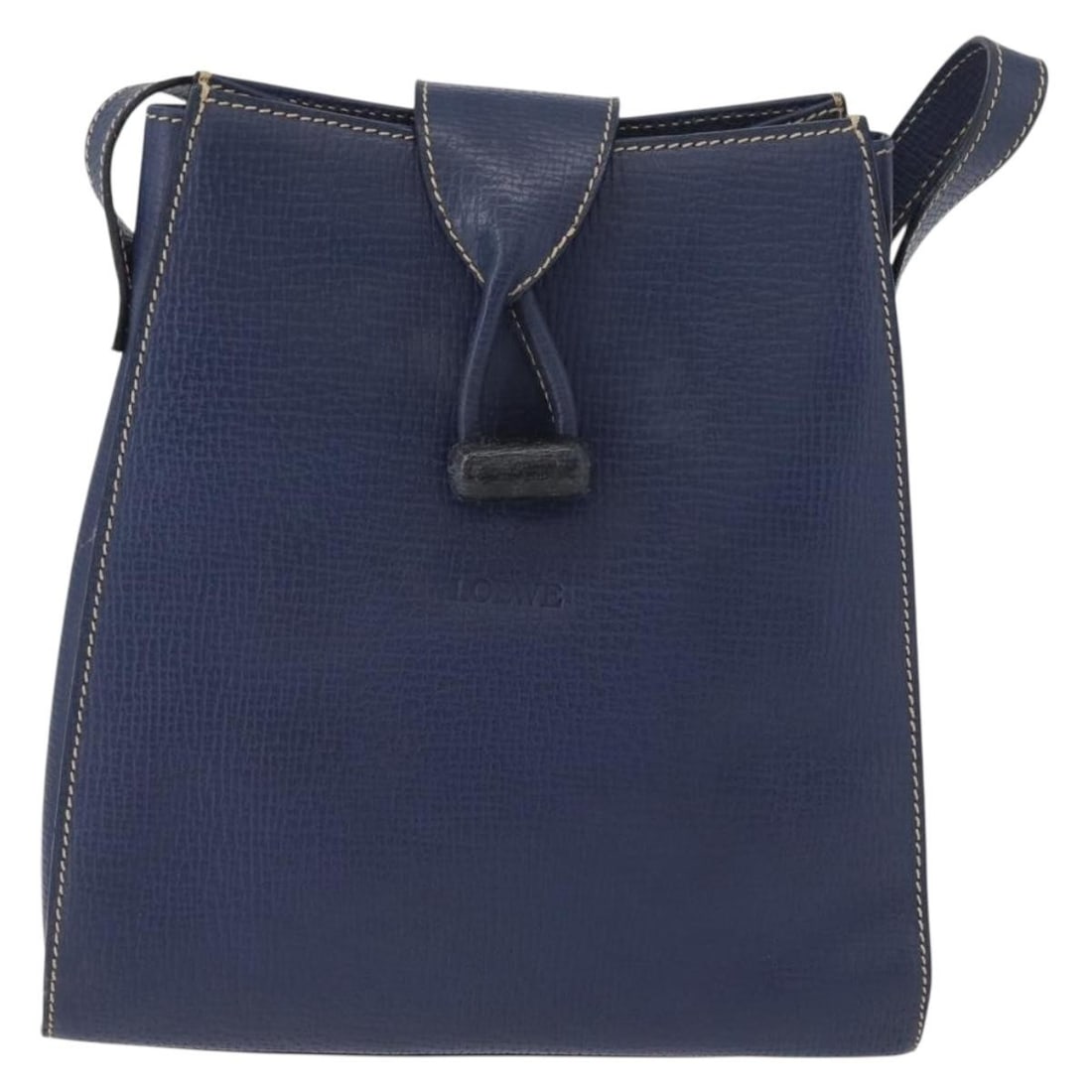 Navy Leather Loewe Vintage Shoulder Purse for Women 26cm x 27cm x 8cm (1 of 18)