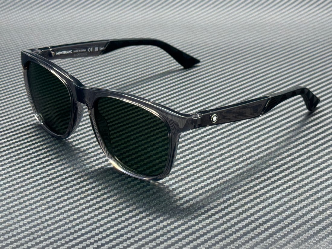 Montblanc MB0400S 003 Grey Green Men's Sunglasses 55mm: Montblanc MB0400S 003 Grey Green Men's Sunglasses 55mm Experience luxury and style with Montblanc MB0400S 003 sunglasses, designed for men. These sunglasses feature a sleek gray transparent frame comp
