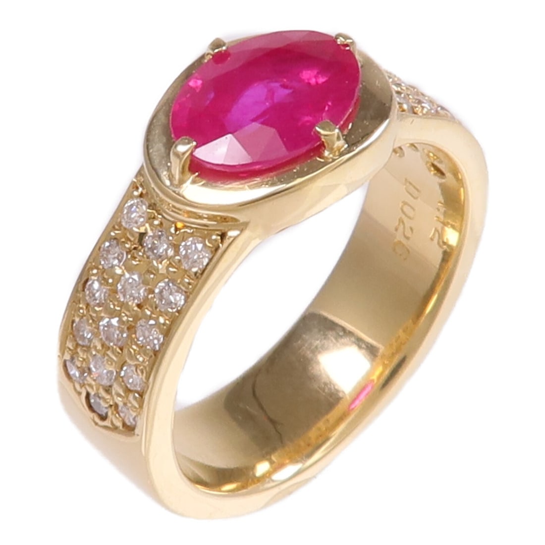18K Yellow Gold Ruby and Diamond Women's Ring Size 5.5 (1 of 9)