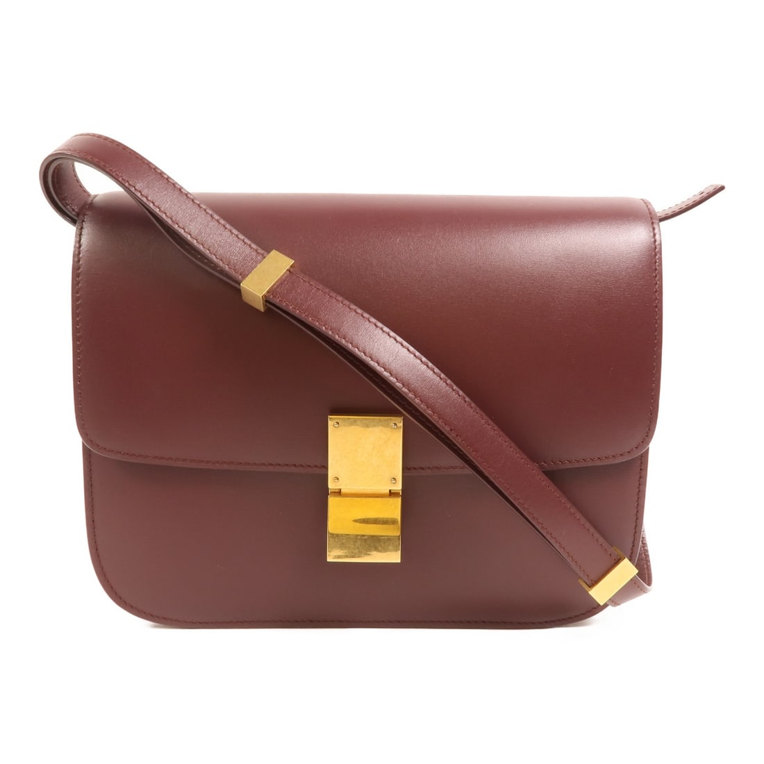 Celine Classic Box Red Calfskin Shoulder Bag with Gold Hardware (1 of 17)