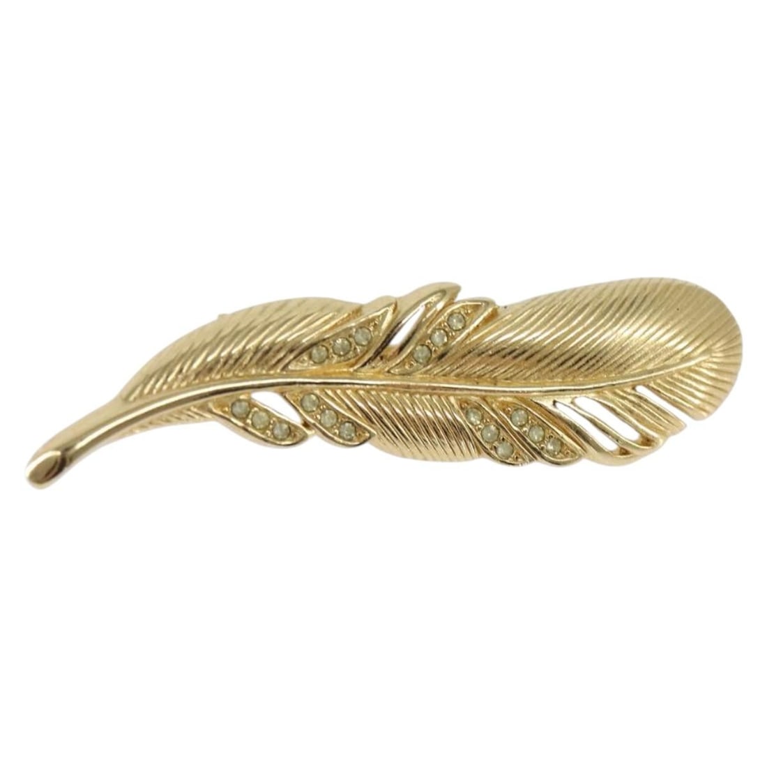 Christian Dior Gold Metal Feather Brooch Authentic (1 of 8)