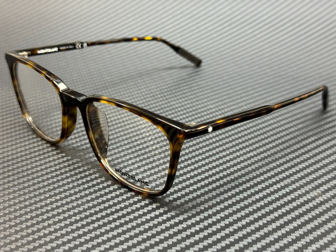 Mont Blanc MB0089OK 002 Havana Round Square Eyeglasses 52 mm (1 of 4)