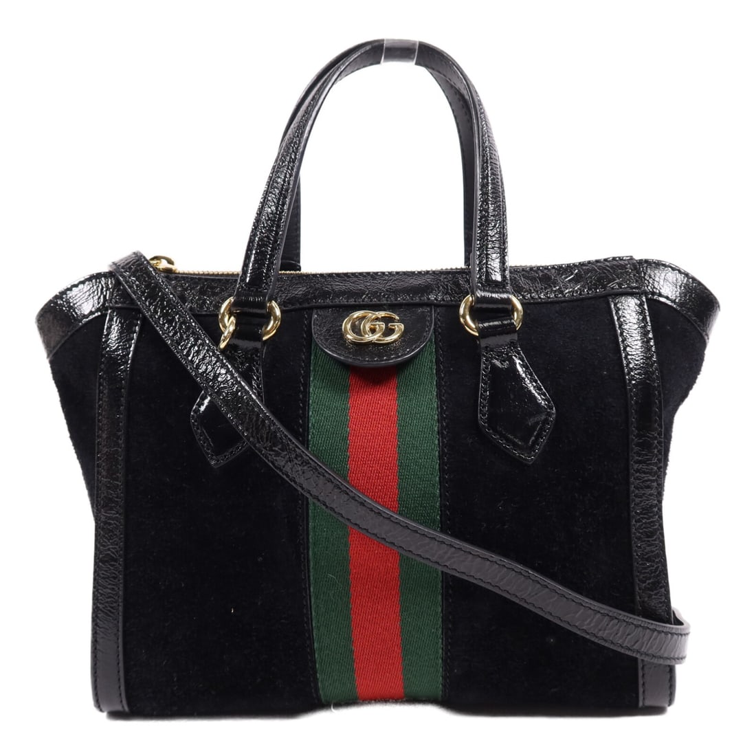 GUCCI GG Chain Shoulder Bag 547551 Black Suede with Gold Hardware (1 of 17)