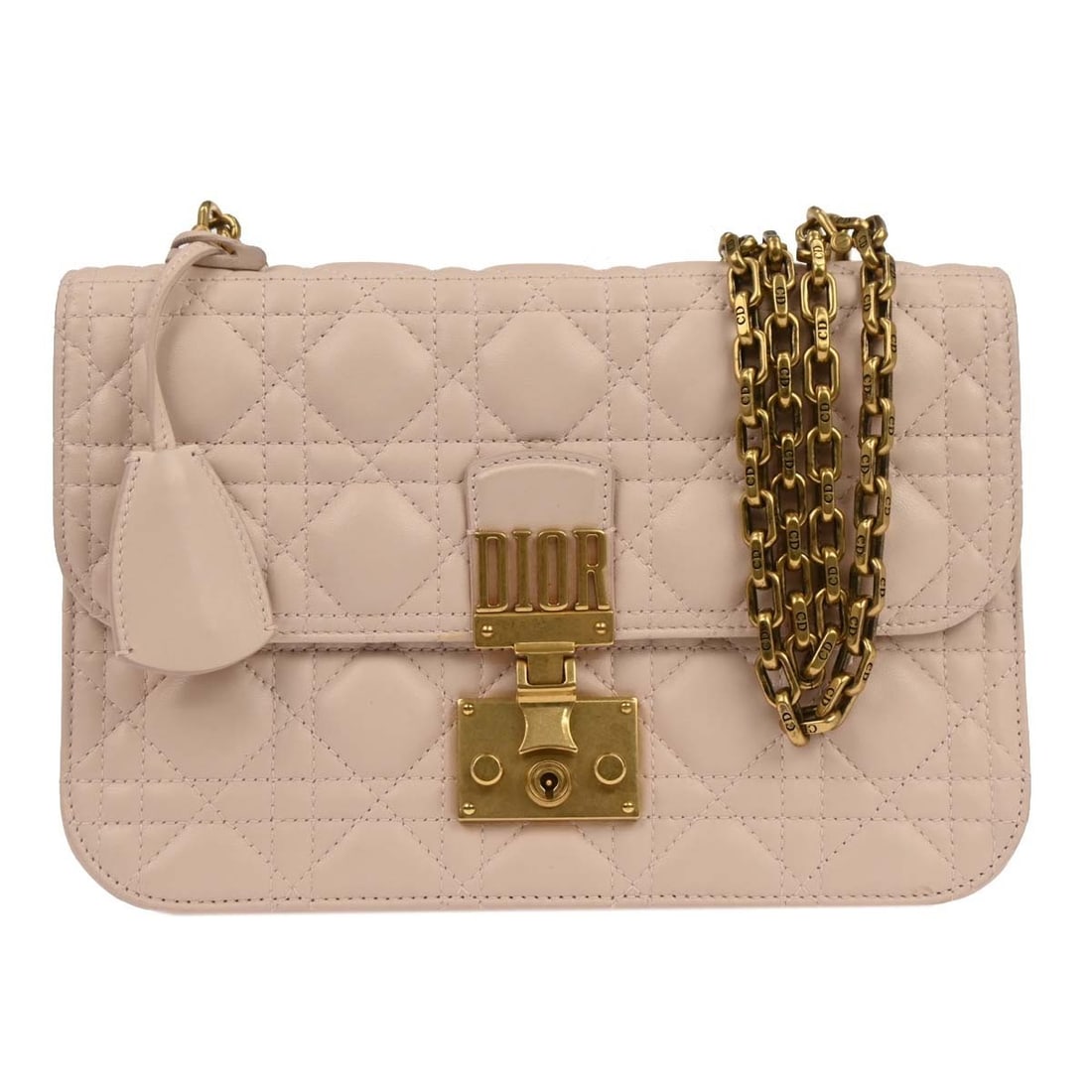 Dior Cannage Medium Pink Leather Shoulder Bag with Gold Strap (1 of 13)