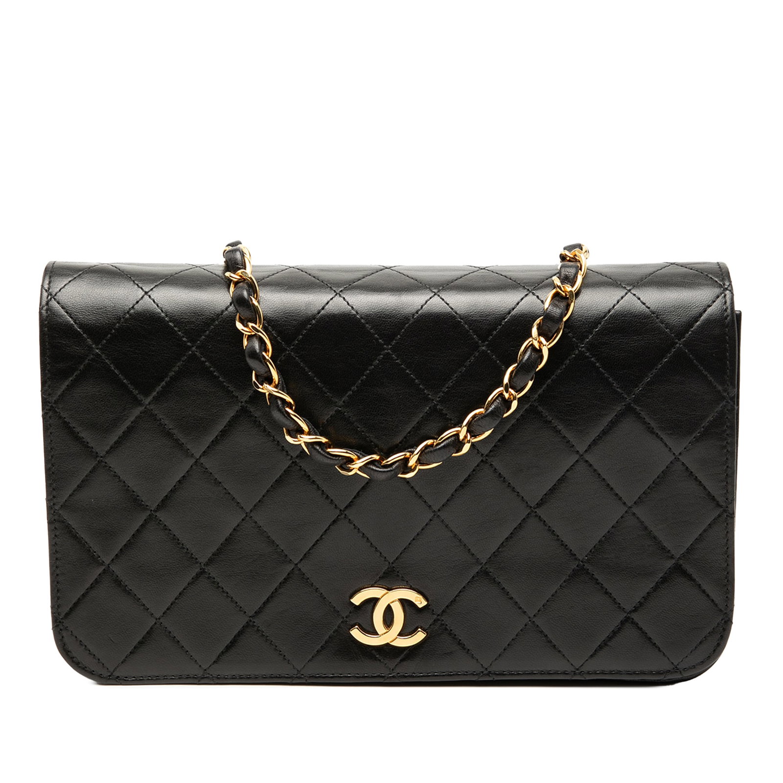 Chanel Black Lambskin Quilted Crossbody CC Full Single Flap Bag (1 of 8)