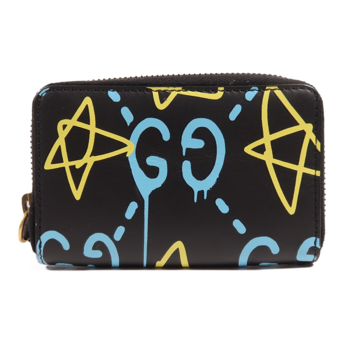 GUCCI GG Card Case 448465 Black Blue Yellow Calfskin Leather (1 of 16)