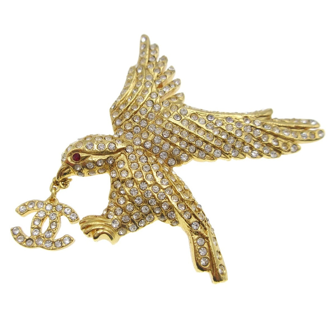 Chanel 01P Gold-Plated Eagle Rhinestone Brooch Pin (1 of 4)