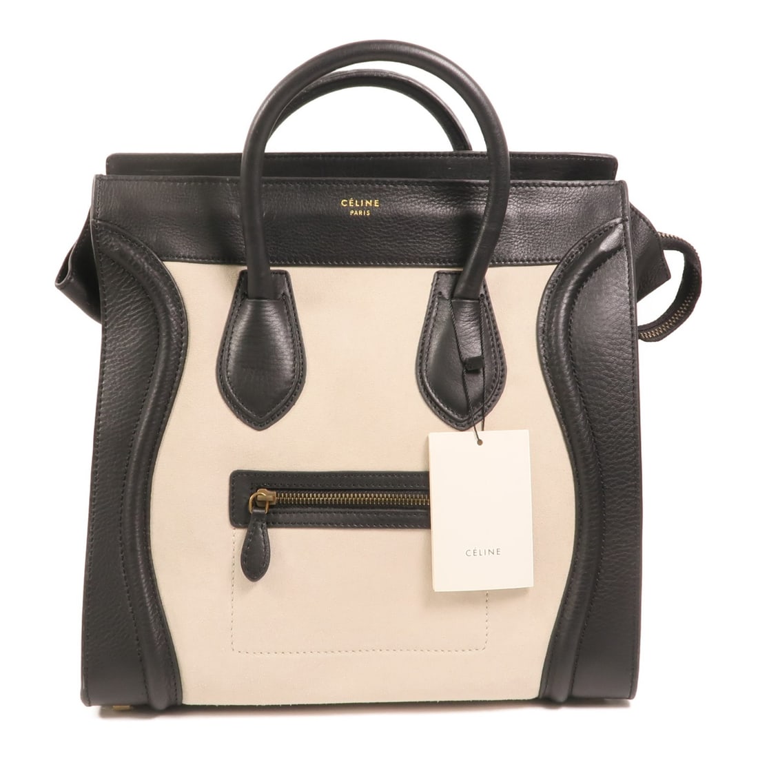 Celine Medium Luggage Handbag Black Calfskin and Suede with Gold Hardware (1 of 16)