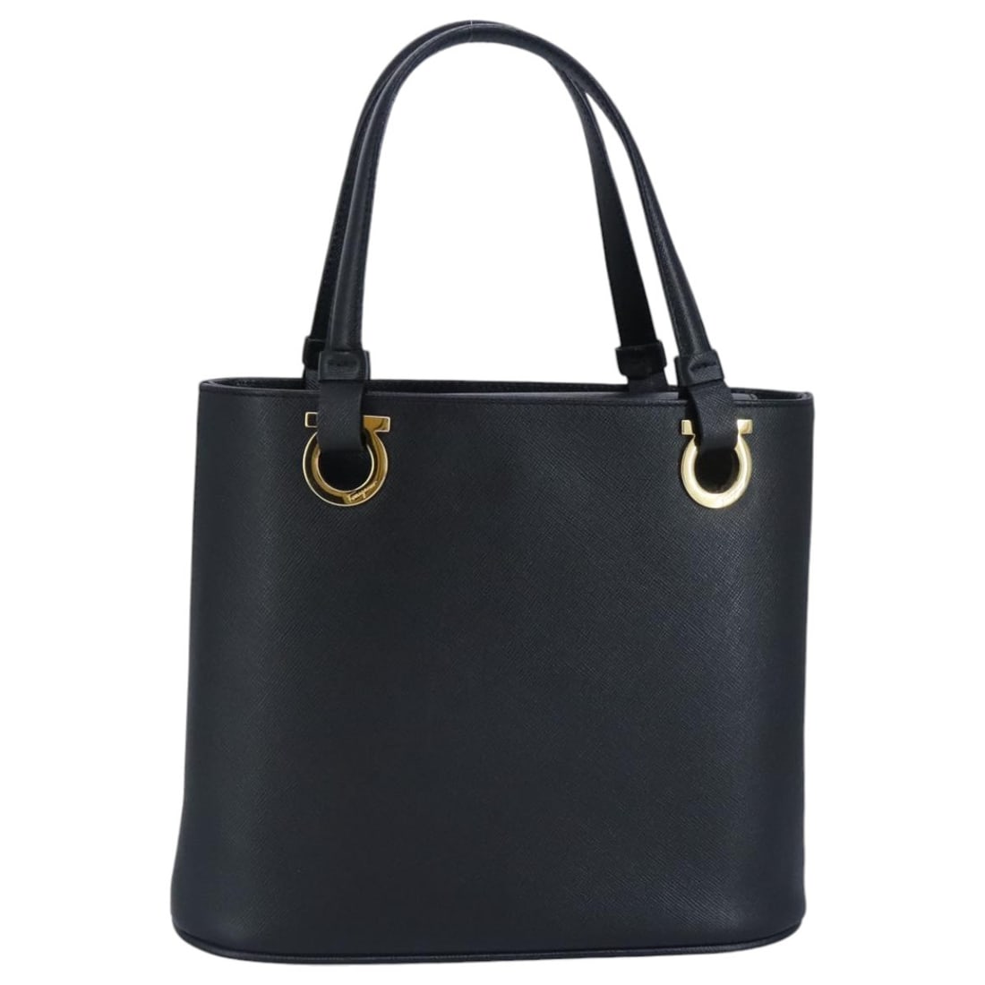 Gancini Black Leather Handbag by Salvatore Ferragamo with Gold Accents (1 of 18)