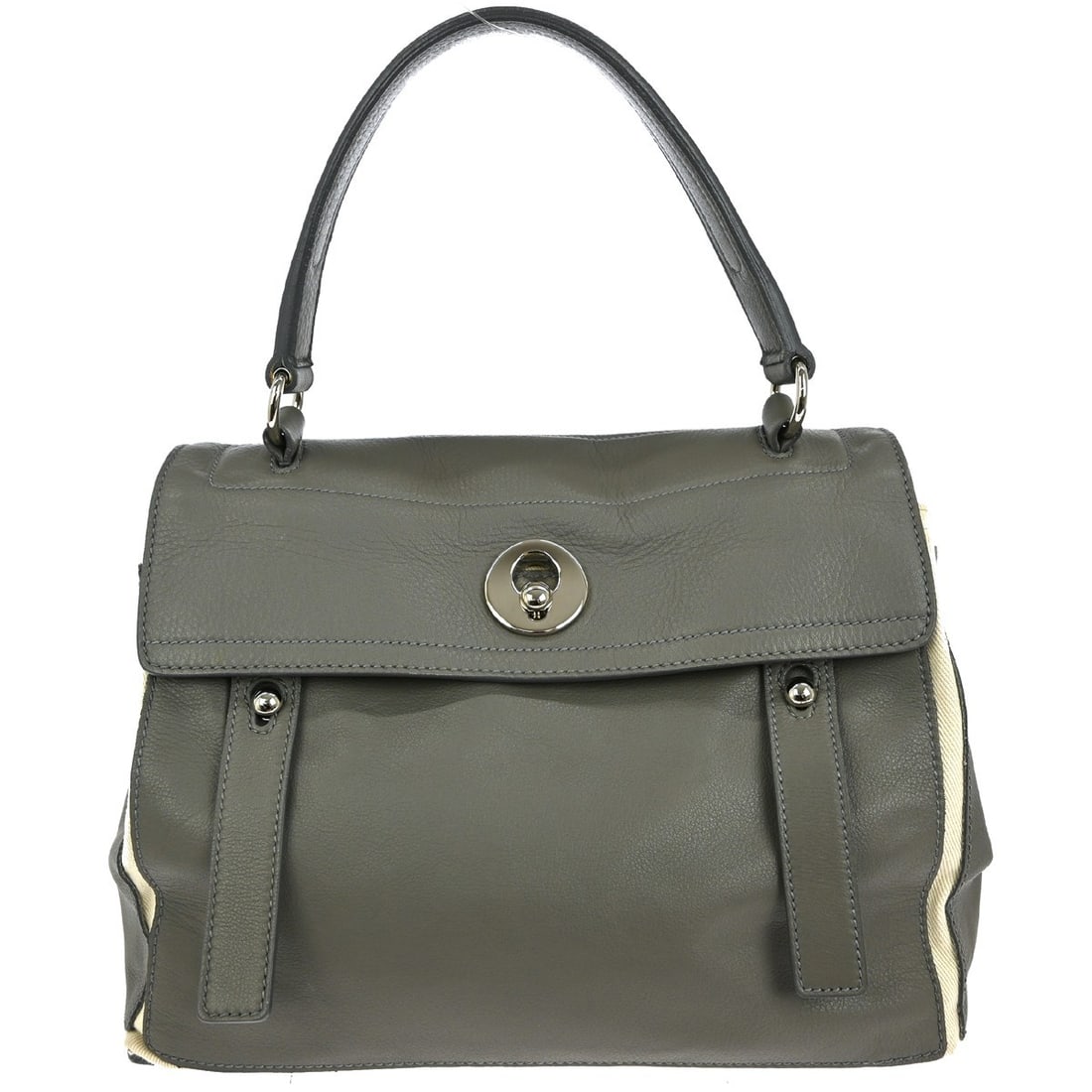 Saint Laurent Muse Two Gray Leather Top Handle Bag Medium Size Italy (1 of 10)