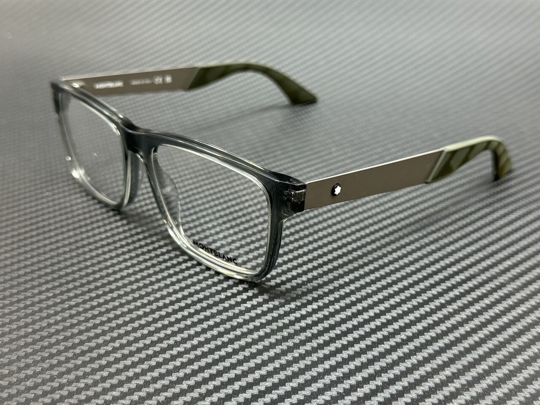 Montblanc MB0300O 003 Grey Transparent Men's Eyeglasses with Authenticity Certificate: Montblanc MB0300O 003 Grey Transparent Men's Eyeglasses with Authenticity Certificate Discover the elegance of Montblanc MB0300O 003 eyeglasses, designed for the modern man. Featuring a stylish grey t