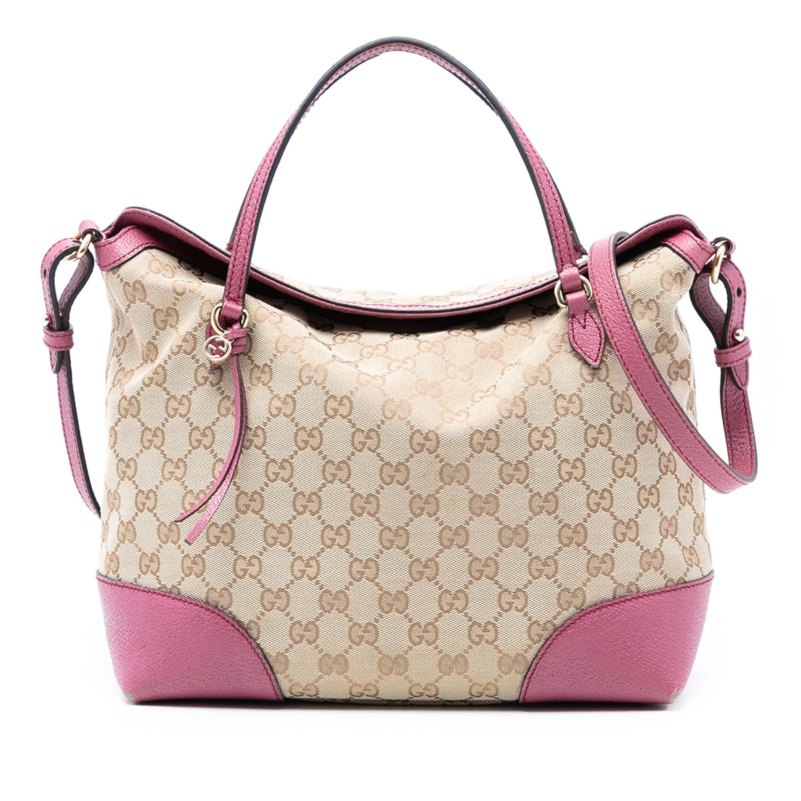 Gucci Bree Medium Tote GG Canvas and Leather Fold Over Bag Beige (1 of 7)