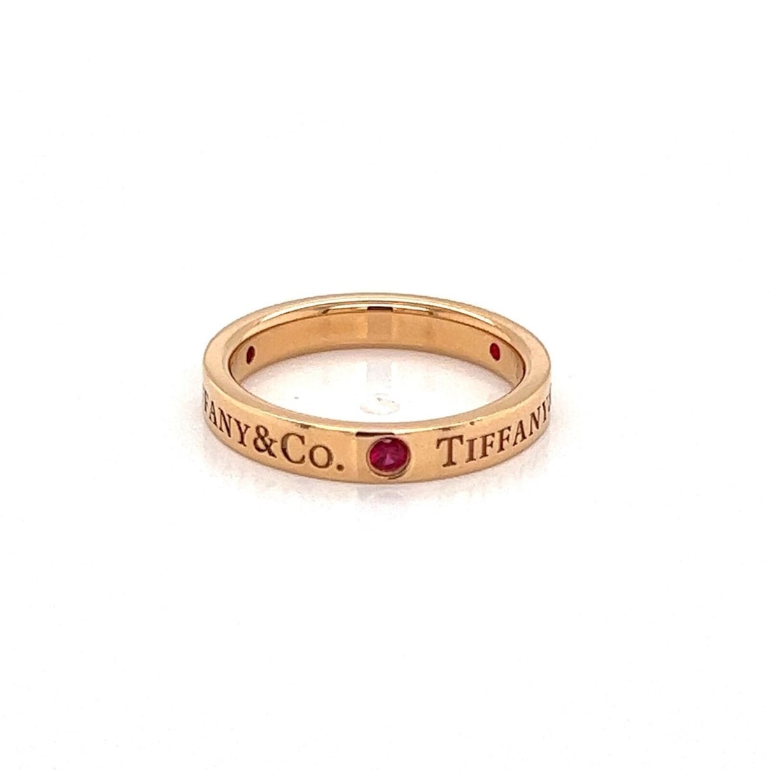 Signature 3 Ruby Flat Wedding Band in 18k Rose Gold Size 4.5 (1 of 4)