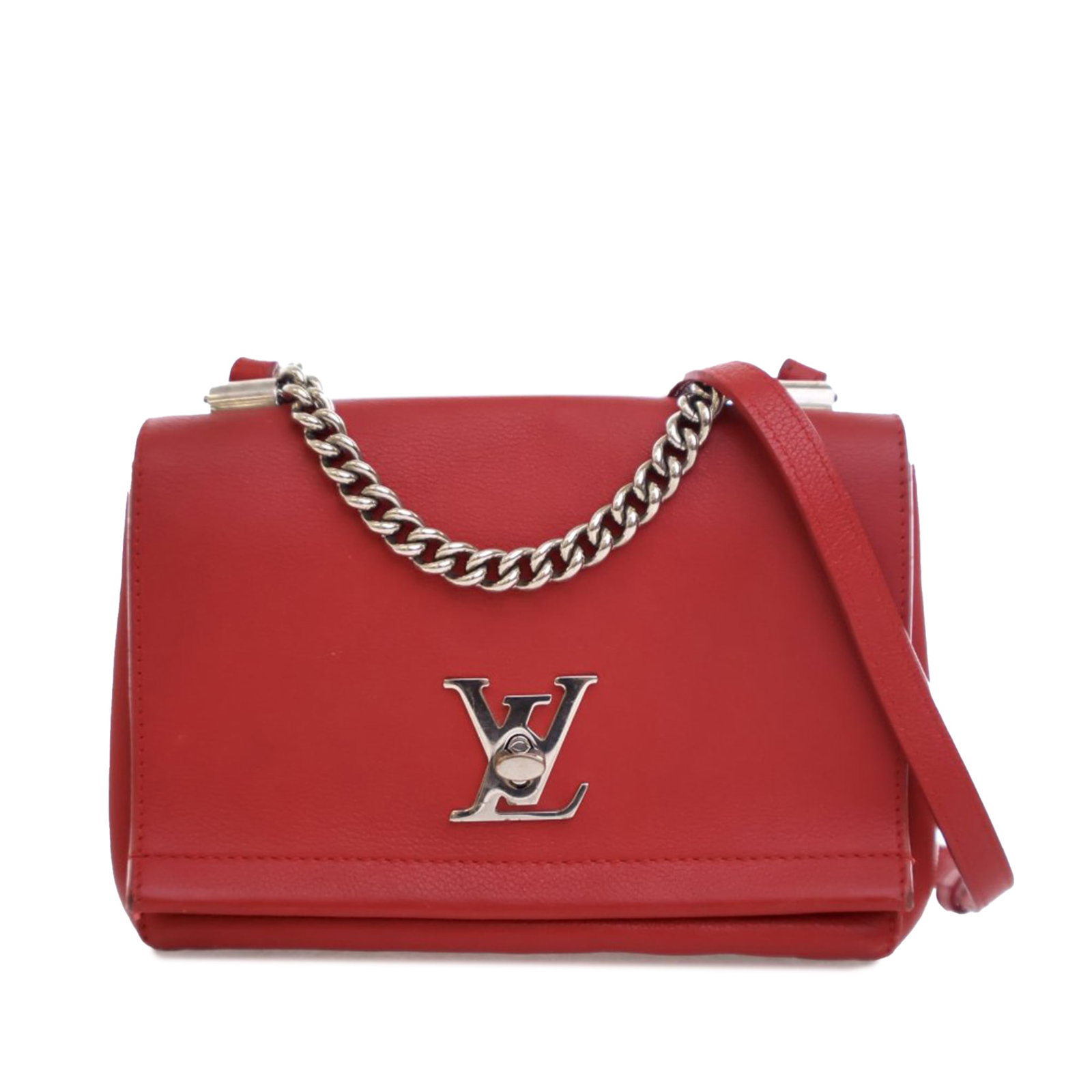 Louis Vuitton Lockme II BB Red Leather Handbag with Chain Handle (1 of 11)