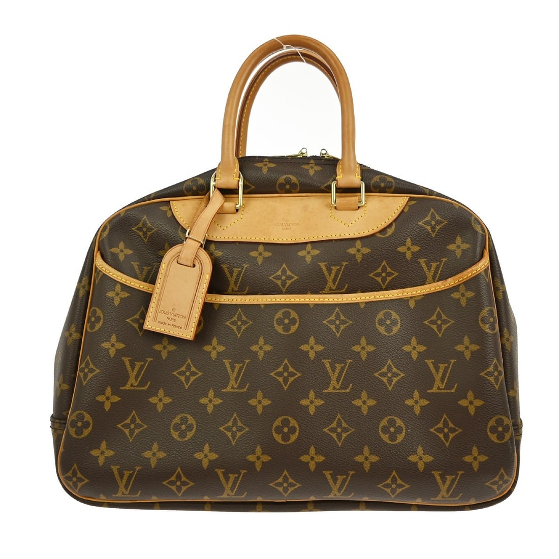 Louis Vuitton Deauville Bowling Vanity Monogram Canvas Medium Handbag: Louis Vuitton Deauville Bowling Vanity Monogram Canvas Medium Handbag This Louis Vuitton Deauville Bowling Vanity handbag features the signature monogram canvas leather exterior with beige double hand