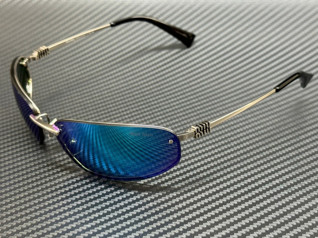 Miu Miu MU A50S 1BC10K Silver Frame Light Blue Mirror Sunglasses (1 of 5)