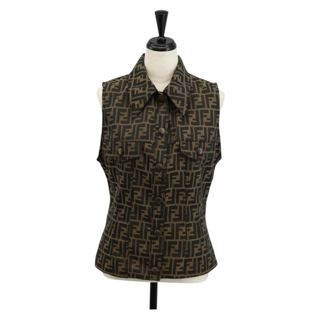 FENDI Zucca Canvas Jacket Black Brown Authentic Italy (1 of 14)