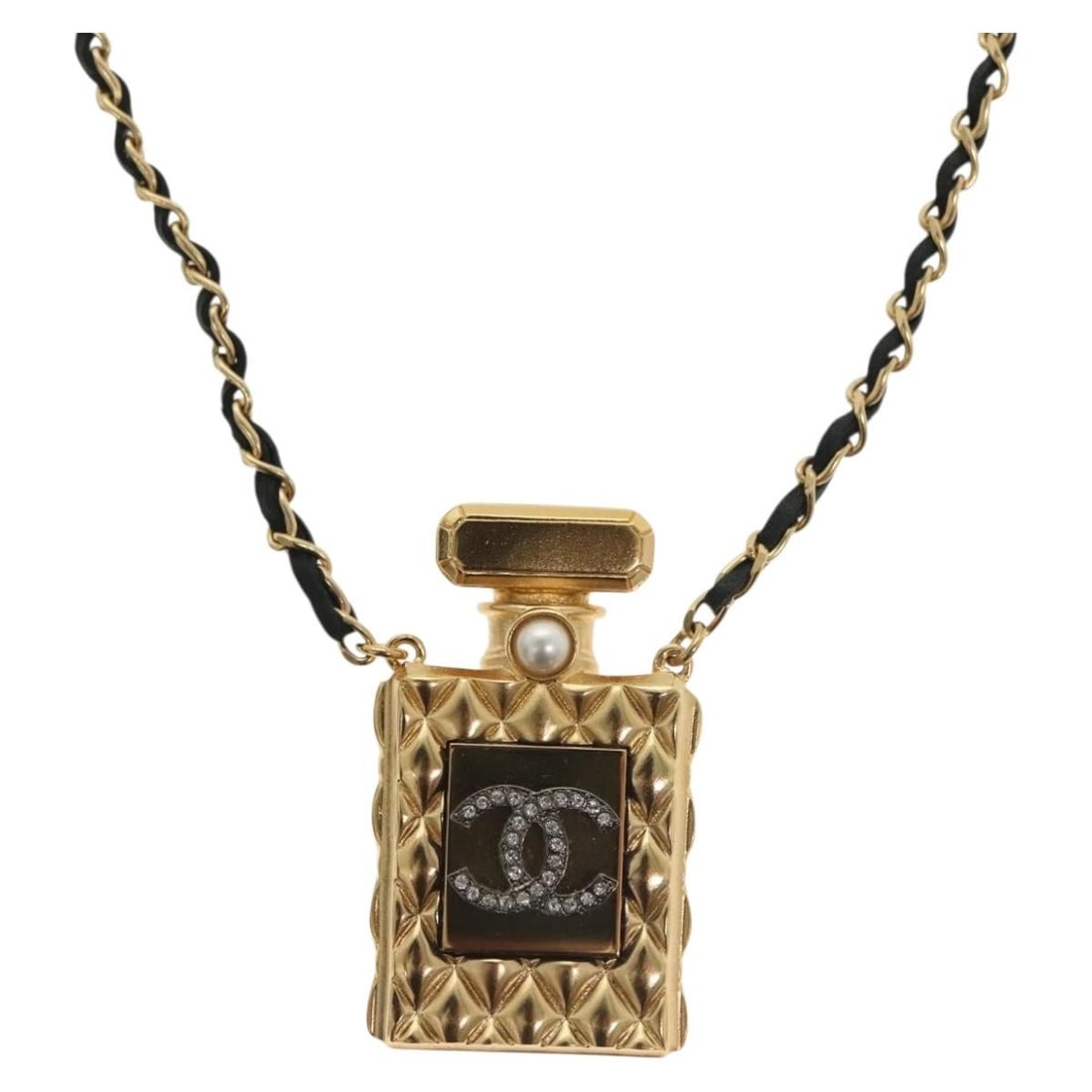 CHANEL Gold COCO Mark Perfume Necklace Auth BA4482 France (1 of 18)