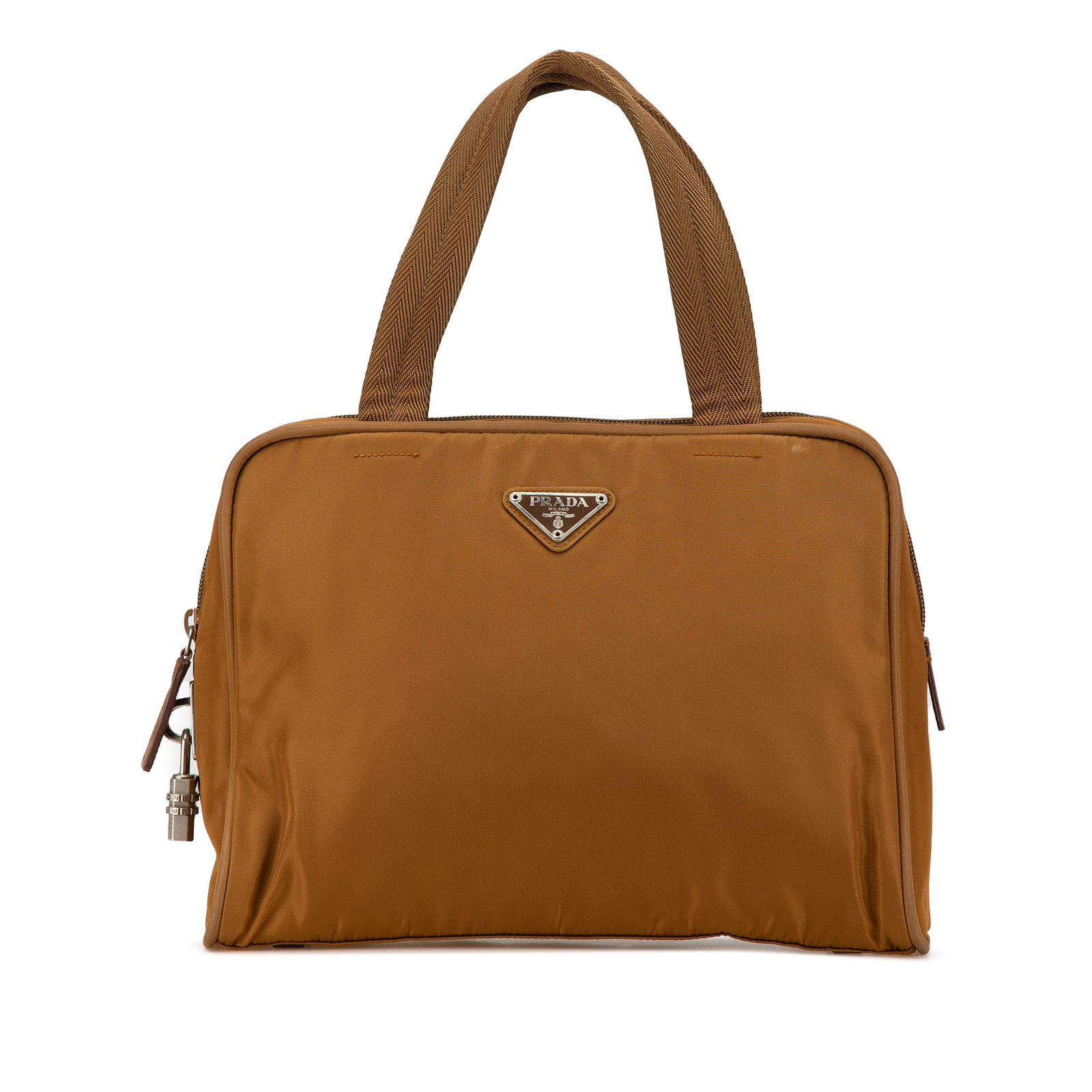 Brown Nylon Tessuto Tote Bag by Prada with Top Zip Closure (1 of 13)