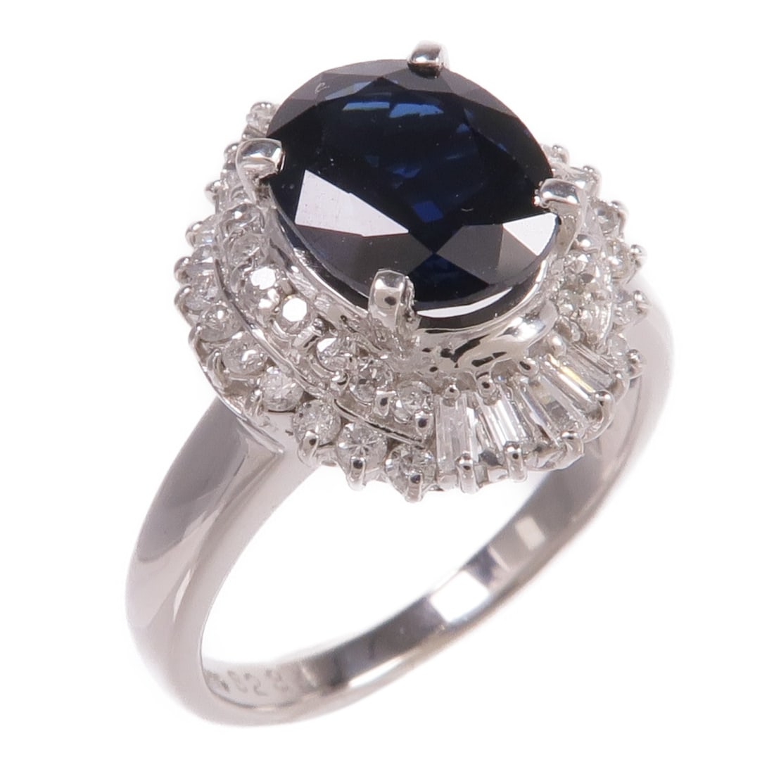 Platinum PT900 Ring with Sapphire and Diamond Accents Size 5.75 (1 of 9)