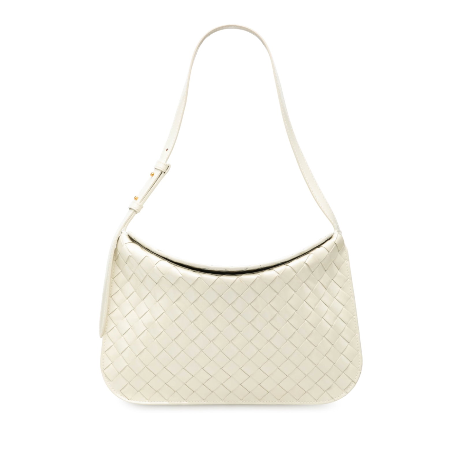 Bottega Veneta Intrecciato Leather Cradle Fold Over White Shoulder Bag (1 of 7)