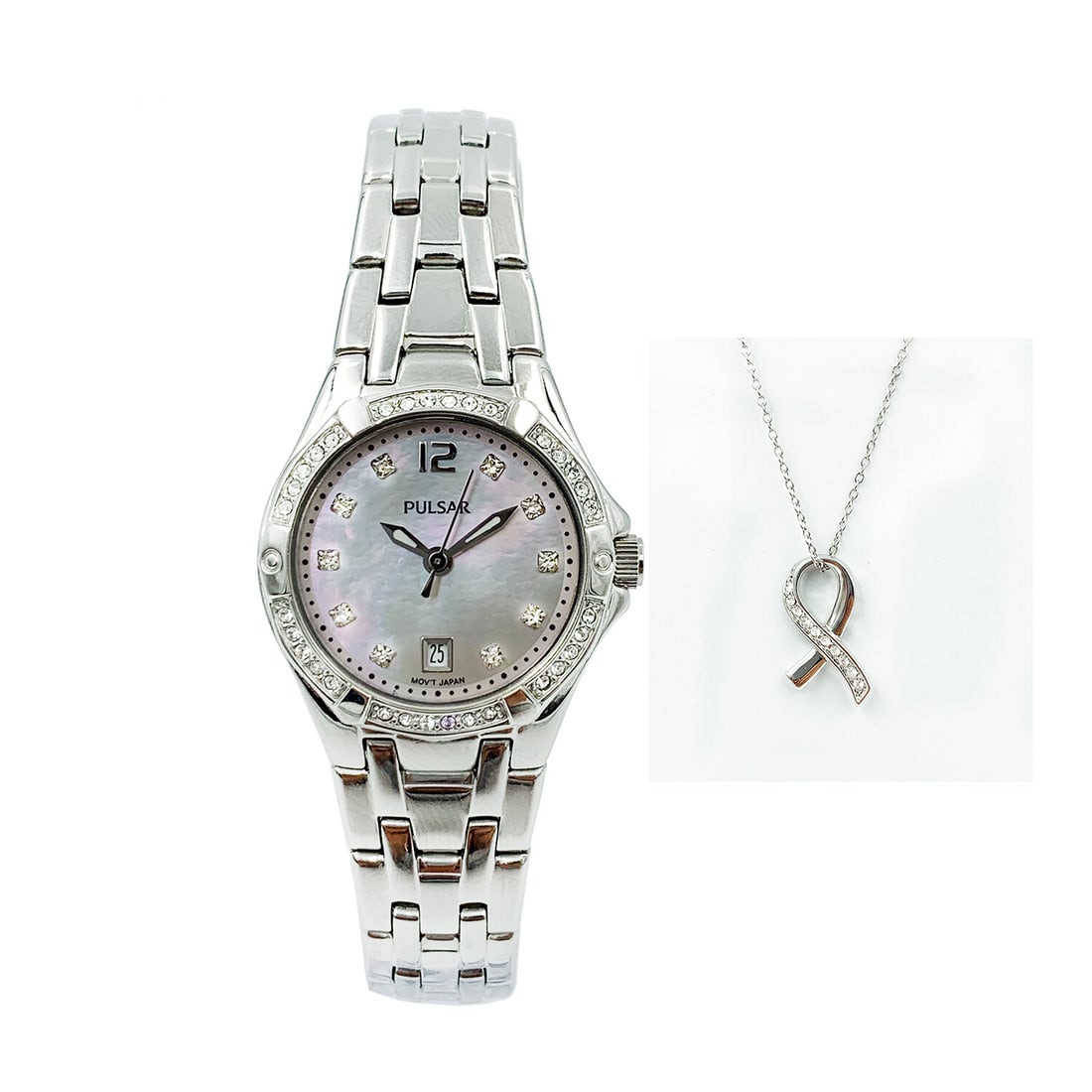 Pulsar PXT913 Quartz Ladies Watch with Swarovski Crystals and Necklace (1 of 7)