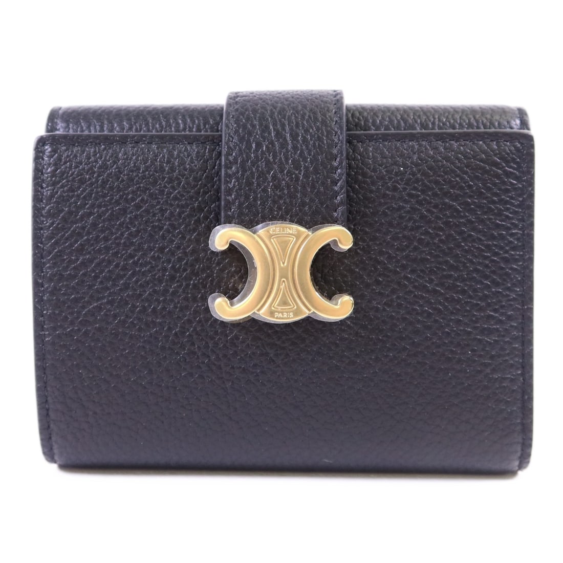 Celine Tri-Fold Wallet Black Calfskin with Gold Hardware (1 of 16)