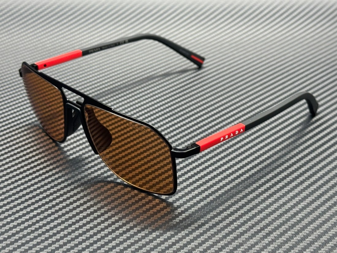 Prada Linea Rossa PS B51S Matte Black Orange 56mm Men's Sunglasses with Case (1 of 4)